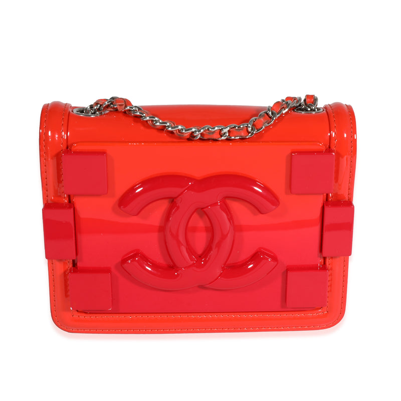 Red Quilted Patent Leather & Plexi Boy Brick Flap Bag