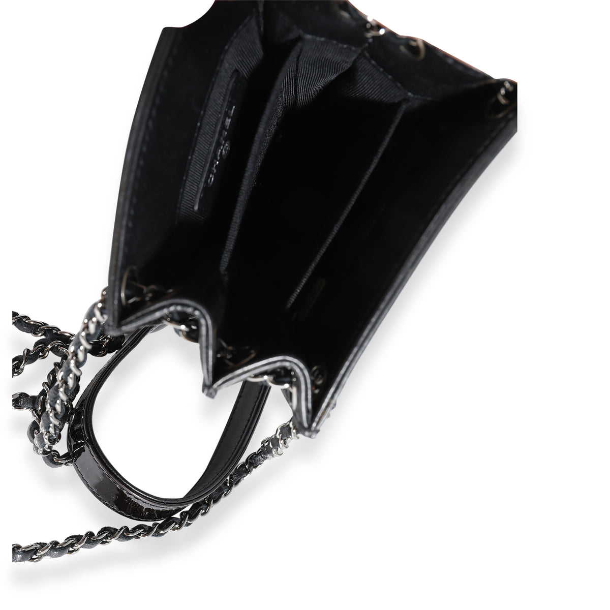 Black Patent Leather CC O-Phone Holder Crossbody