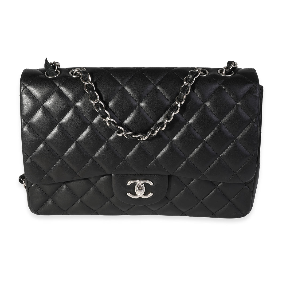 Black Quilted Lambskin Jumbo Classic Single Flap Bag