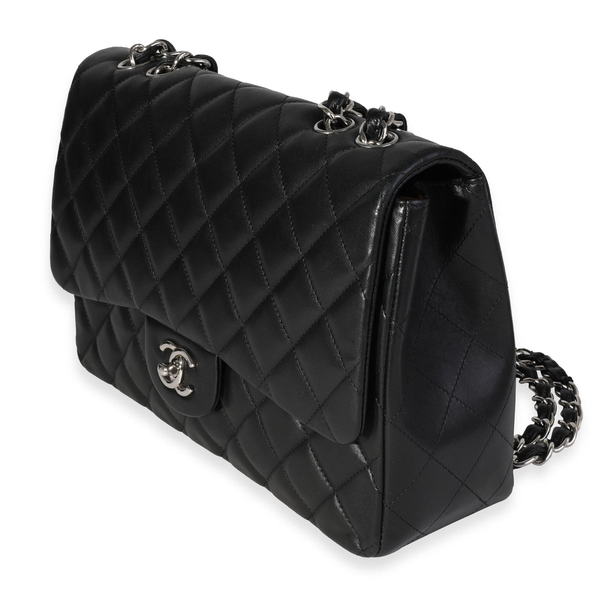 Black Quilted Lambskin Jumbo Classic Single Flap Bag