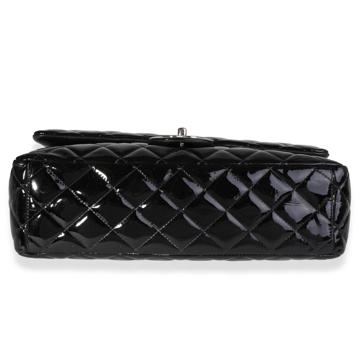 Black Quilted Patent Leather Maxi Classic Double Flap Bag