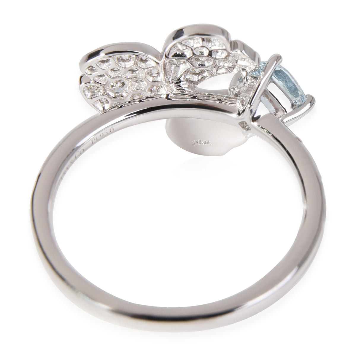 Paper Flowers Aquamarine Diamond Ring in Platinum 0.30 CTW