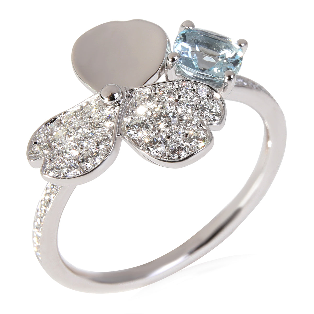 Paper Flowers Aquamarine Diamond Ring in Platinum 0.30 CTW