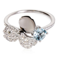 Paper Flowers Aquamarine Diamond Ring in Platinum 0.30 CTW