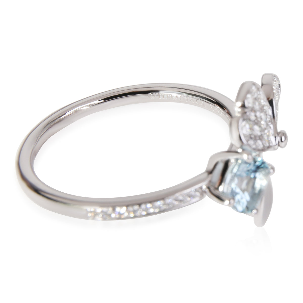 Paper Flowers Aquamarine Diamond Ring in Platinum 0.30 CTW