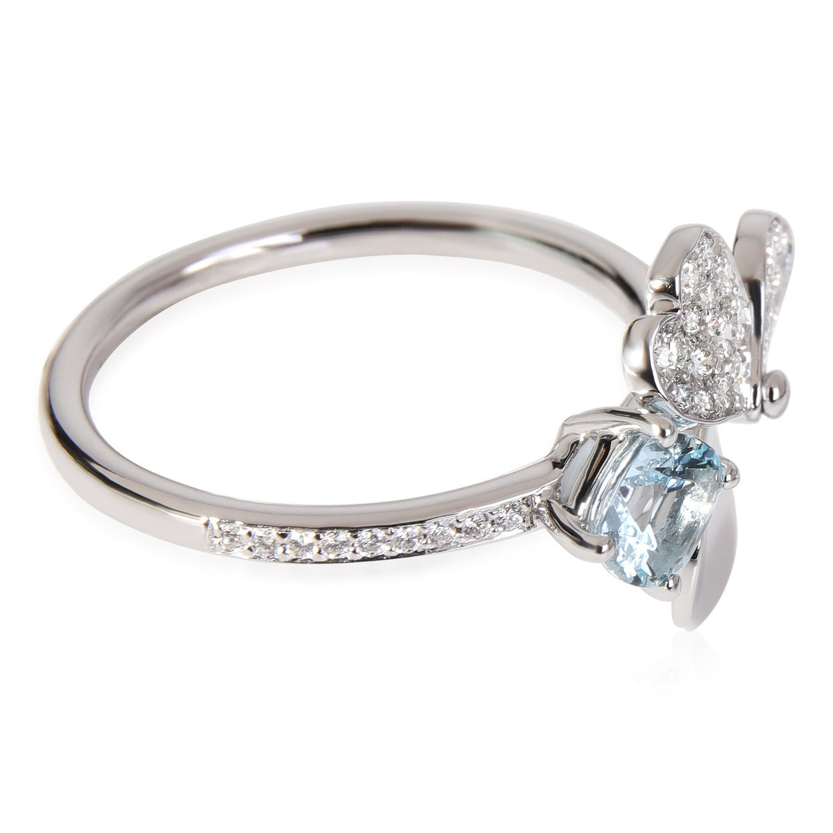 Paper Flowers Aquamarine Diamond Ring in Platinum 0.30 CTW