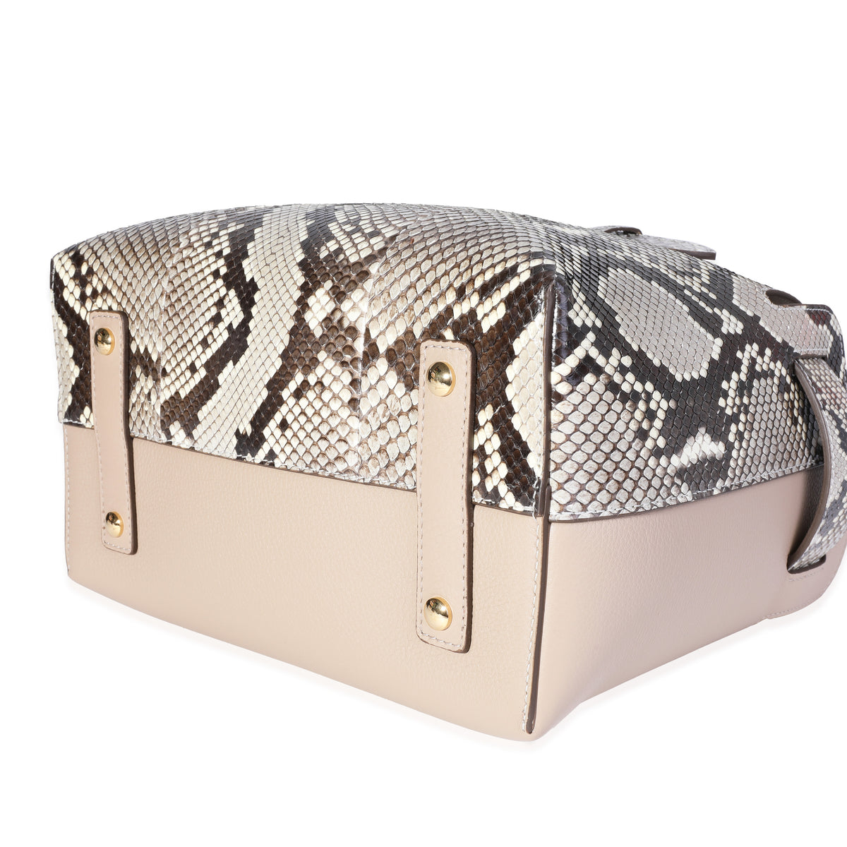 Natural Python & Pale Drift Leather Small Belt Bag