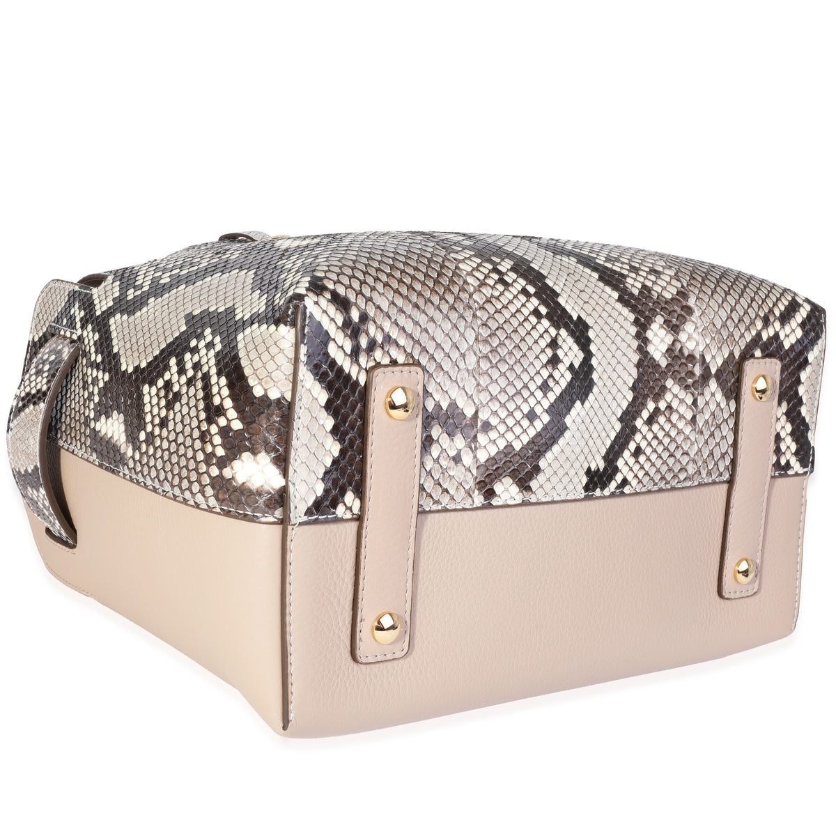 Natural Python & Pale Drift Leather Small Belt Bag