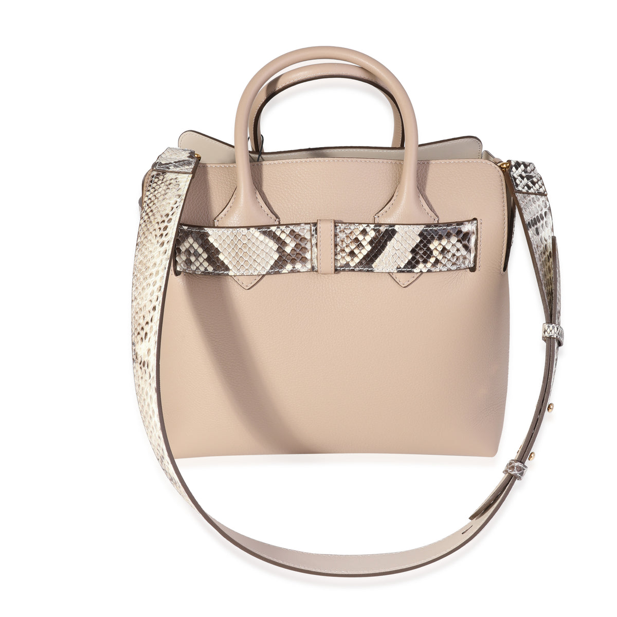 Natural Python & Pale Drift Leather Small Belt Bag