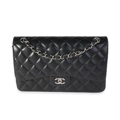 Black Quilted Lambskin Jumbo Classic Double Flap Bag