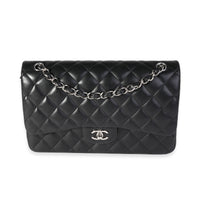 Black Quilted Lambskin Jumbo Classic Double Flap Bag