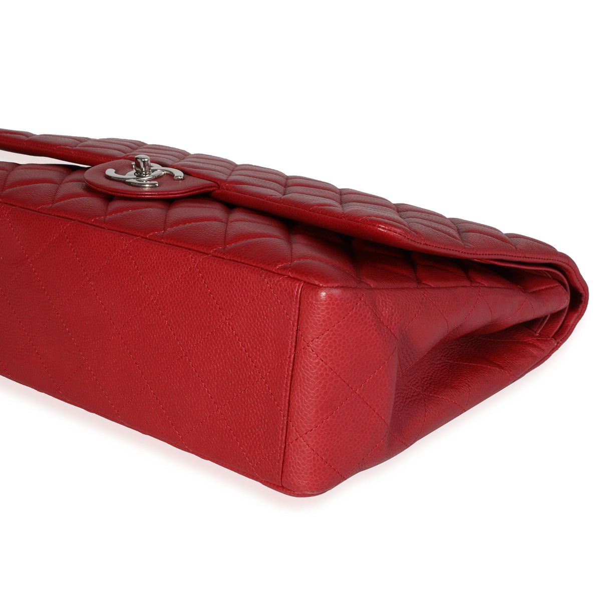 Red Quilted Caviar Maxi Classic Double Flap Bag