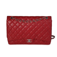 Red Quilted Caviar Maxi Classic Double Flap Bag