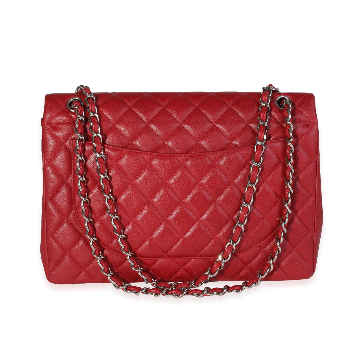 Red Quilted Caviar Maxi Classic Double Flap Bag