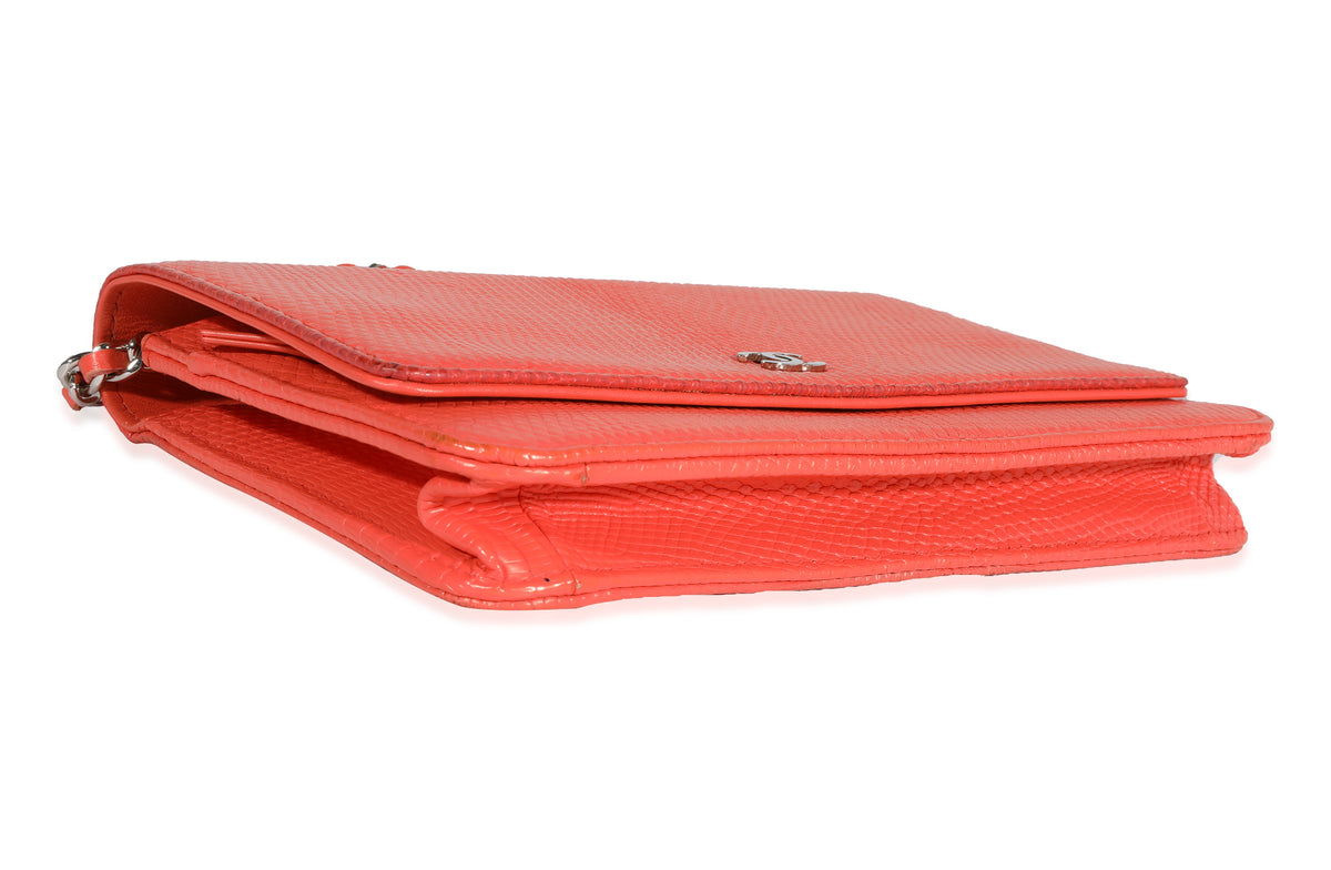 Chanel Coral Lizard Wallet On Chain Handbag clasp