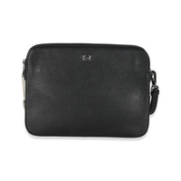 Dolce & Gabbana Black Textured Leather Cowboy Men Patch Double Zip Pouch Handbag bv
