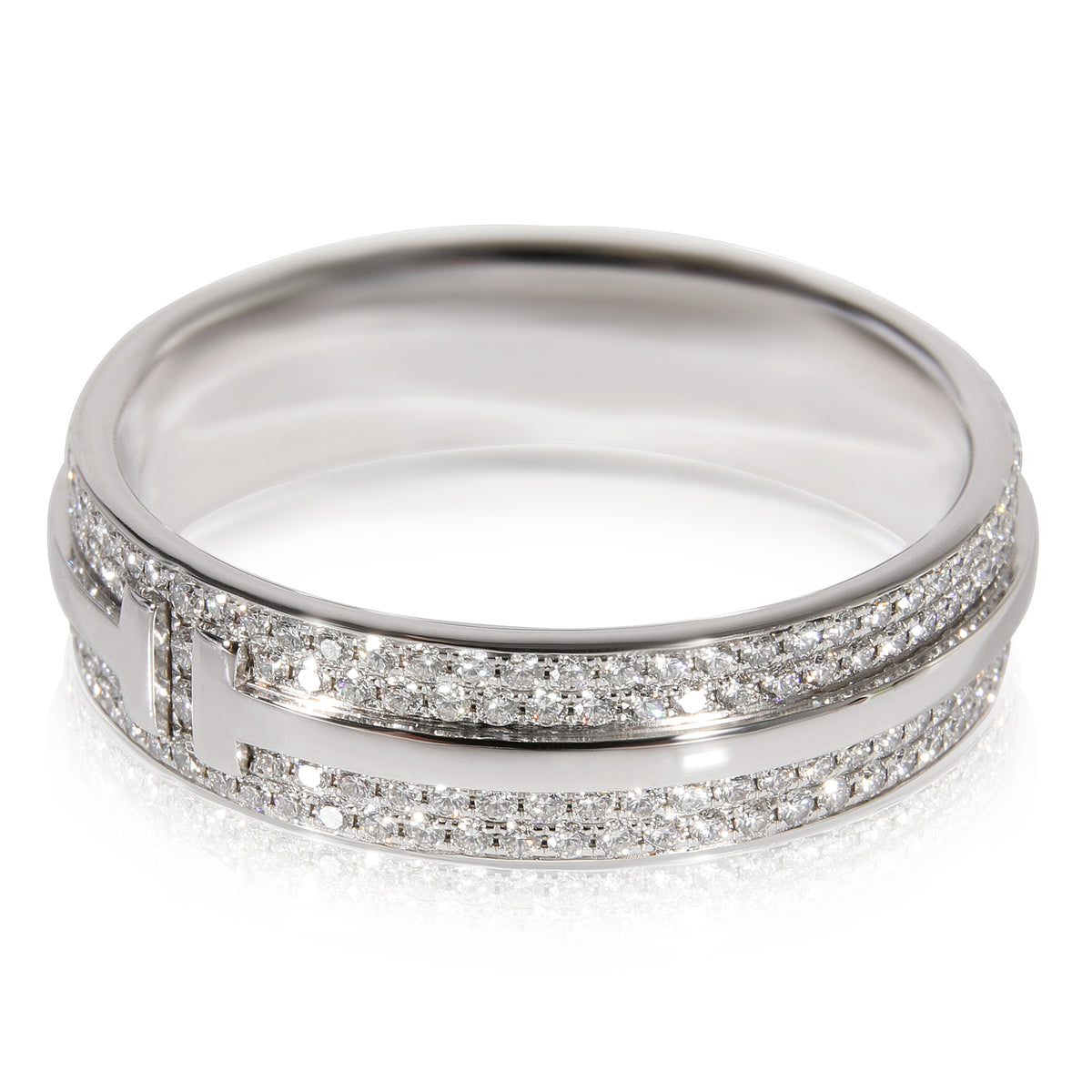 Tiffany & Co. Tiffany T Wide Diamond Ring in 18k White Gold 0.57 CTW sv