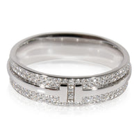 Tiffany T Wide Diamond Ring in 18k White Gold 0.57 CTW