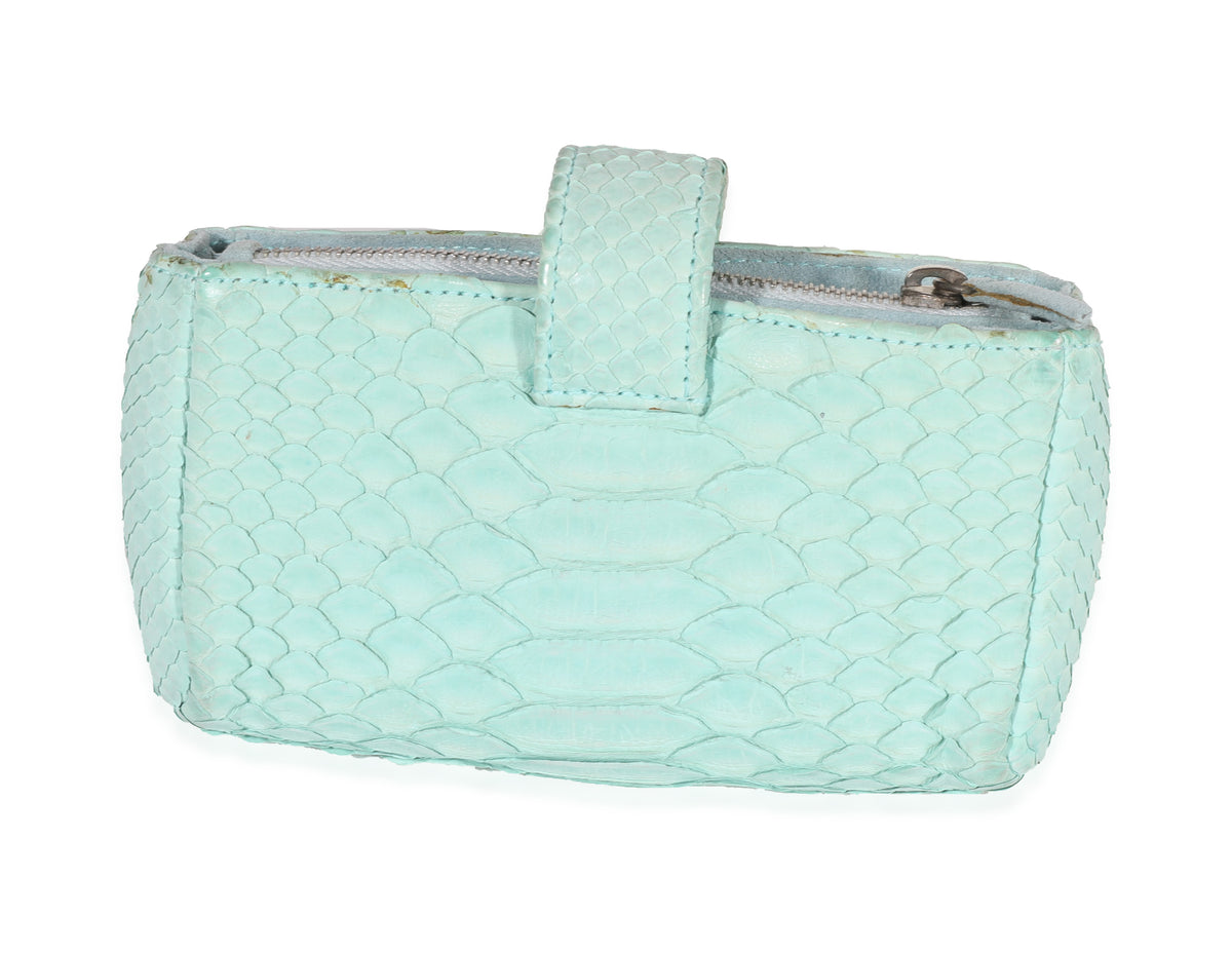 Mint Python Mini Phone Holder Clutch