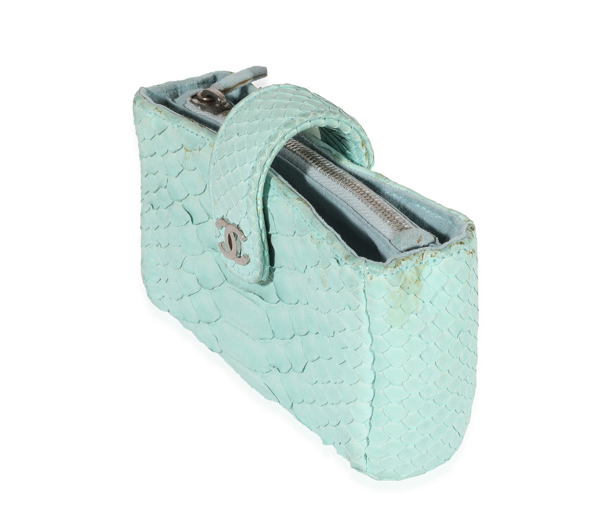 Mint Python Mini Phone Holder Clutch