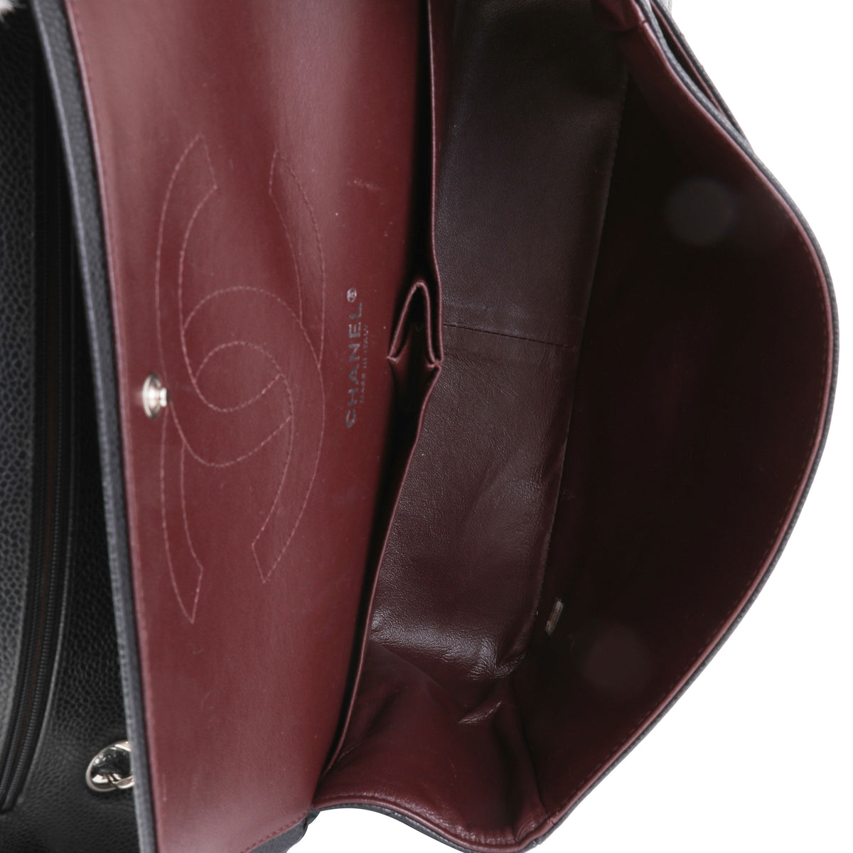 Black Quilted Caviar Jumbo Classic Double Flap Handbag