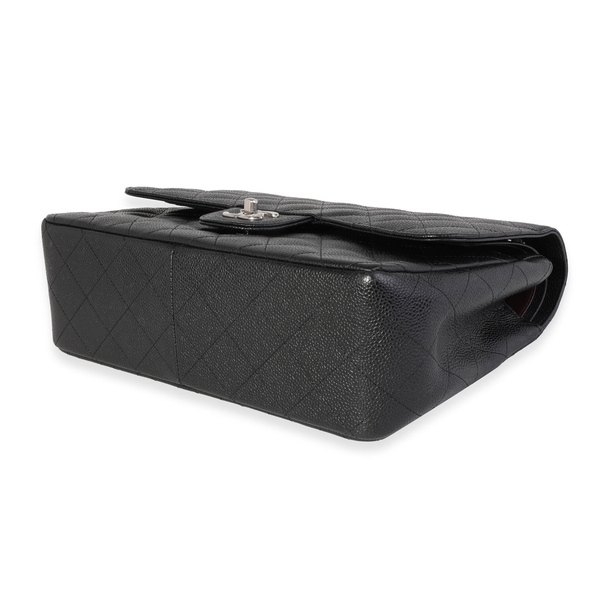 Black Quilted Caviar Jumbo Classic Double Flap Handbag