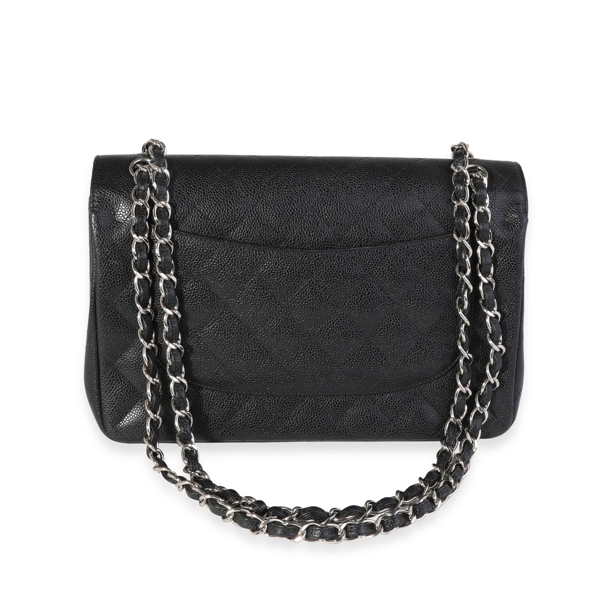 Black Quilted Caviar Jumbo Classic Double Flap Handbag