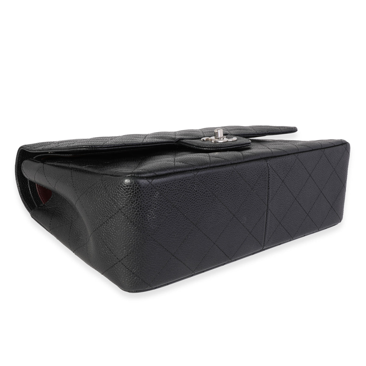 Black Quilted Caviar Jumbo Classic Double Flap Handbag