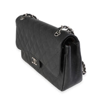Black Quilted Caviar Jumbo Classic Double Flap Handbag