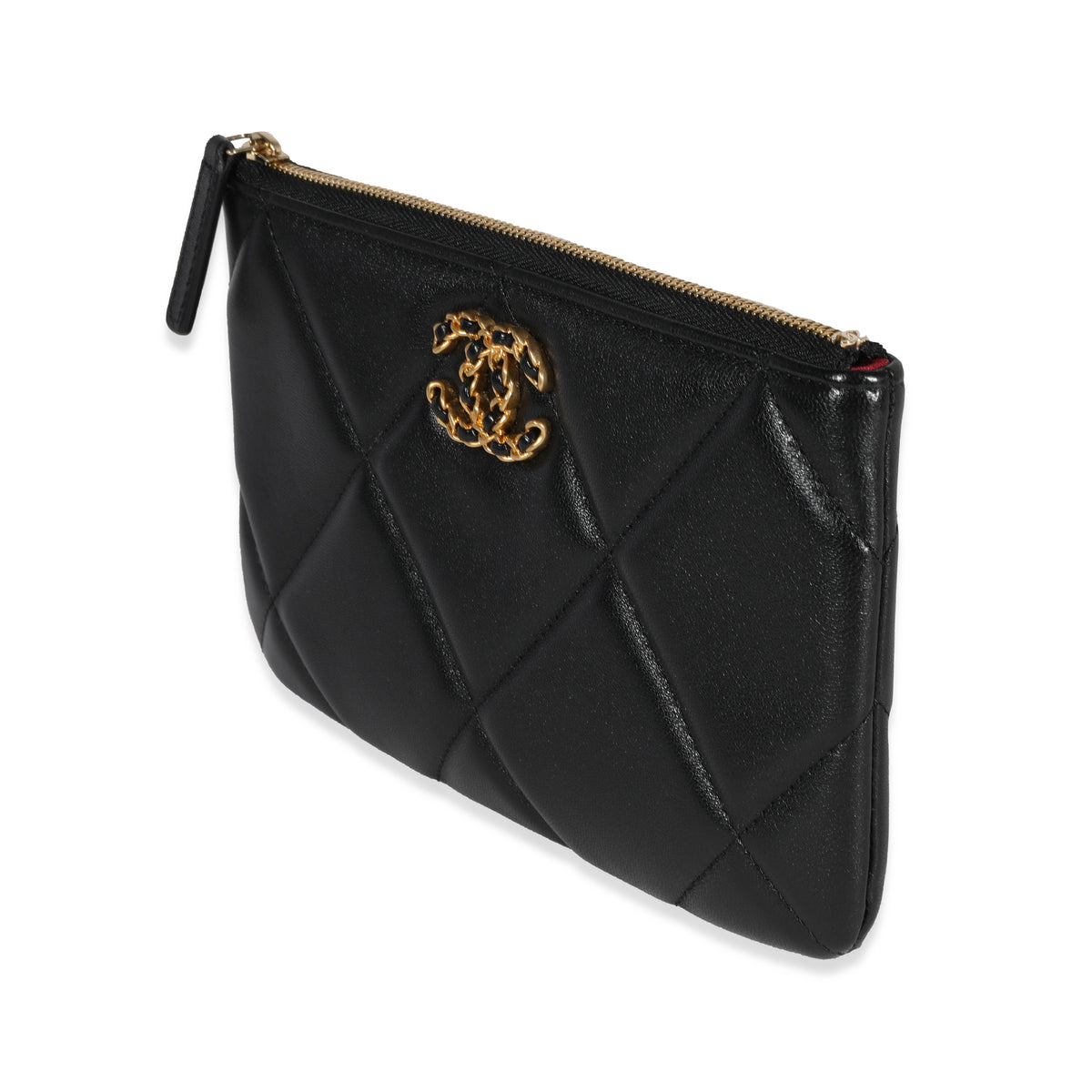 Black Lambskin Quilted Chanel 19 O Case