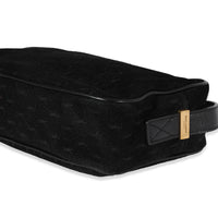 Black Suede & Leather All-Over Monogram Camera Bag