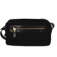 Black Suede & Leather All-Over Monogram Camera Bag