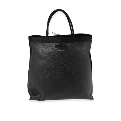 Saint Laurent Black Grained Leather Passamaneria Patti Tote Handbag fv