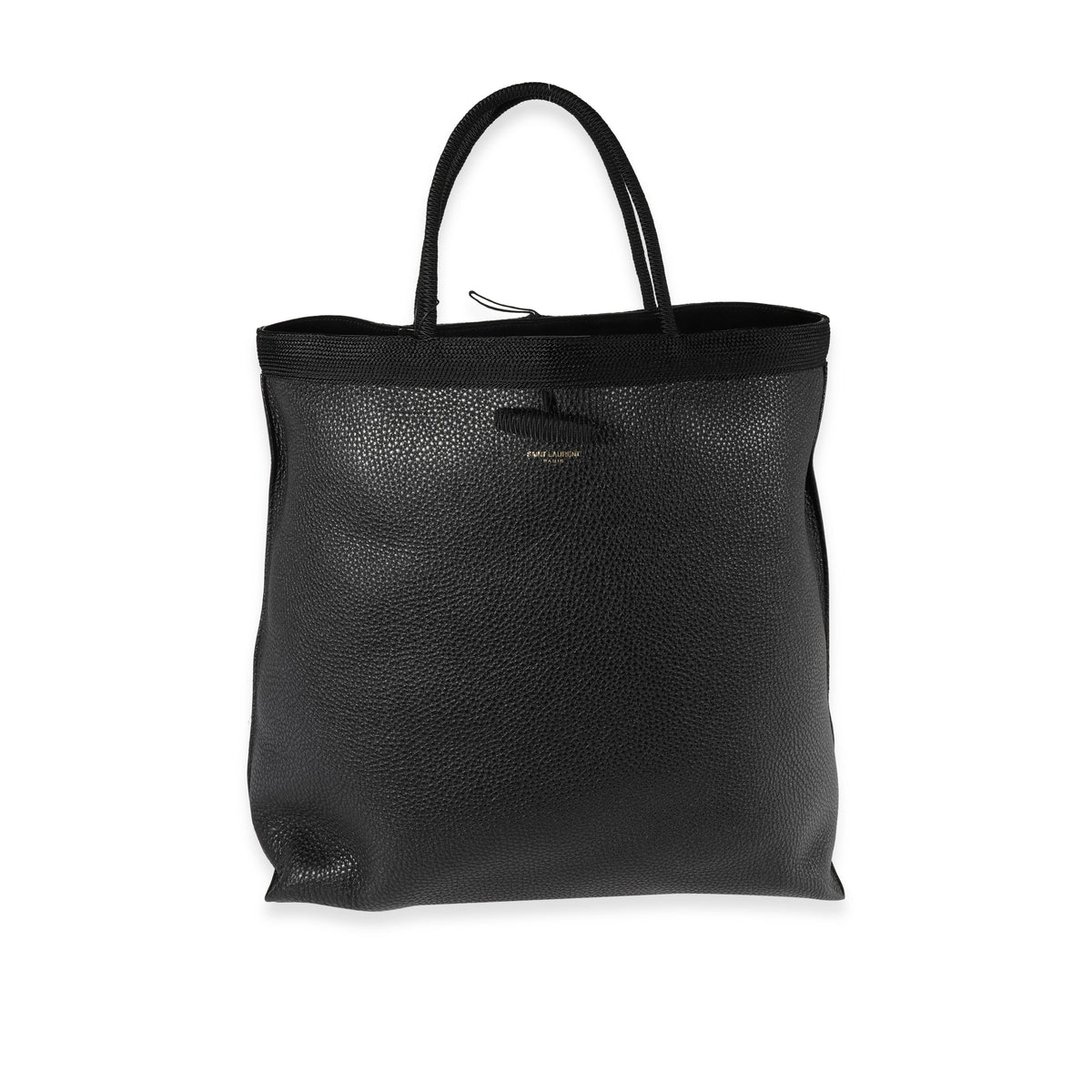 Saint Laurent Black Grained Leather Passamaneria Patti Tote Handbag fv