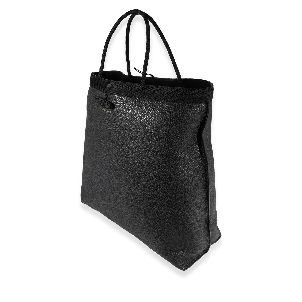 Saint Laurent Black Grained Leather Passamaneria Patti Tote Handbag sv
