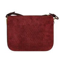 Burgundy Suede & Leather All-Over Monogram Bag