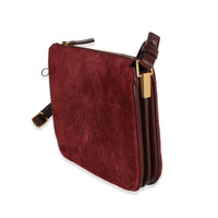 Burgundy Suede & Leather All-Over Monogram Bag