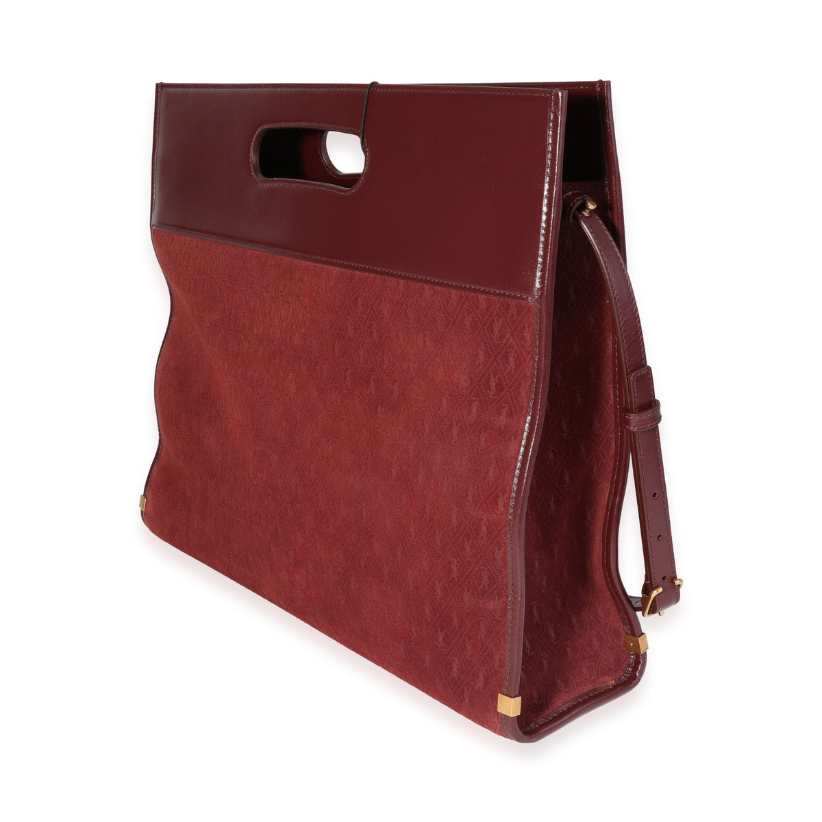Rouge Suede & Leather All-Over Monogram Tote