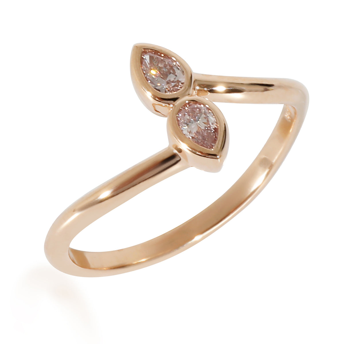 Pink Pear Shaped Diamonds Mirror Ring in 18K Rose Gold, 0.16 Ctw