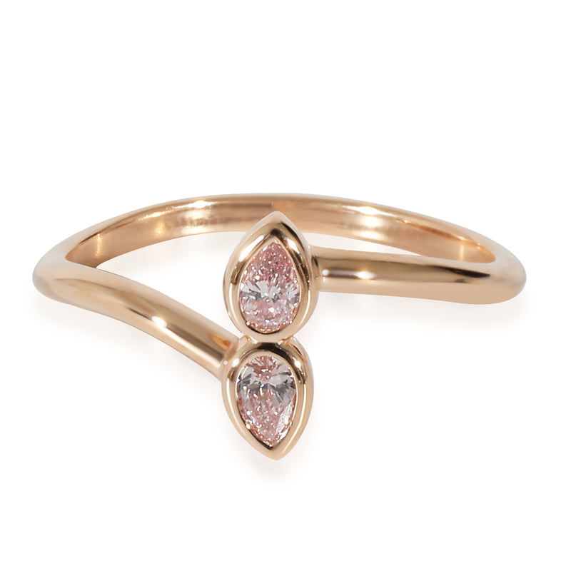 Pink Pear Shaped Diamonds Mirror Ring in 18K Rose Gold, 0.16 Ctw