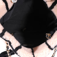 Peach & Black Shearling Shopping Tote