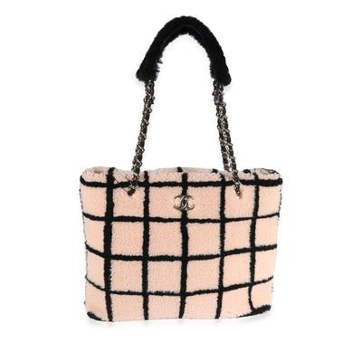 Peach & Black Shearling Shopping Tote