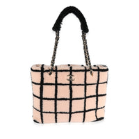 Peach & Black Shearling Shopping Tote