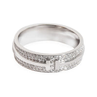Tiffany T Wide Pave Diamond Ring in 18K White Gold  0.63 Ctw