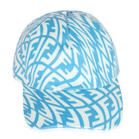 Fendi Cyber Blue & White FF Vertigo Print Coated Canvas Baseball Cap fv