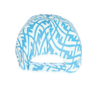 Fendi Cyber Blue & White FF Vertigo Print Coated Canvas Baseball Cap pv