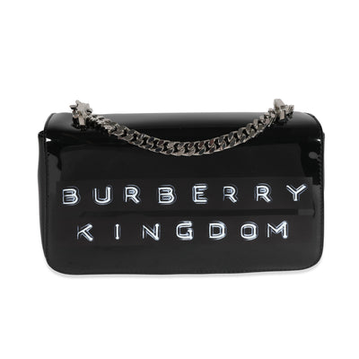 Burberry Black Patent Leather Tape Print Small Lola Bag myGemma