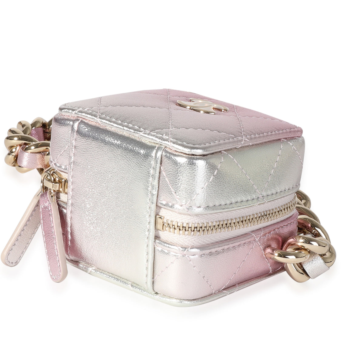 Metallic Lambskin Quilted Coco Punk Cube Bag With Chain