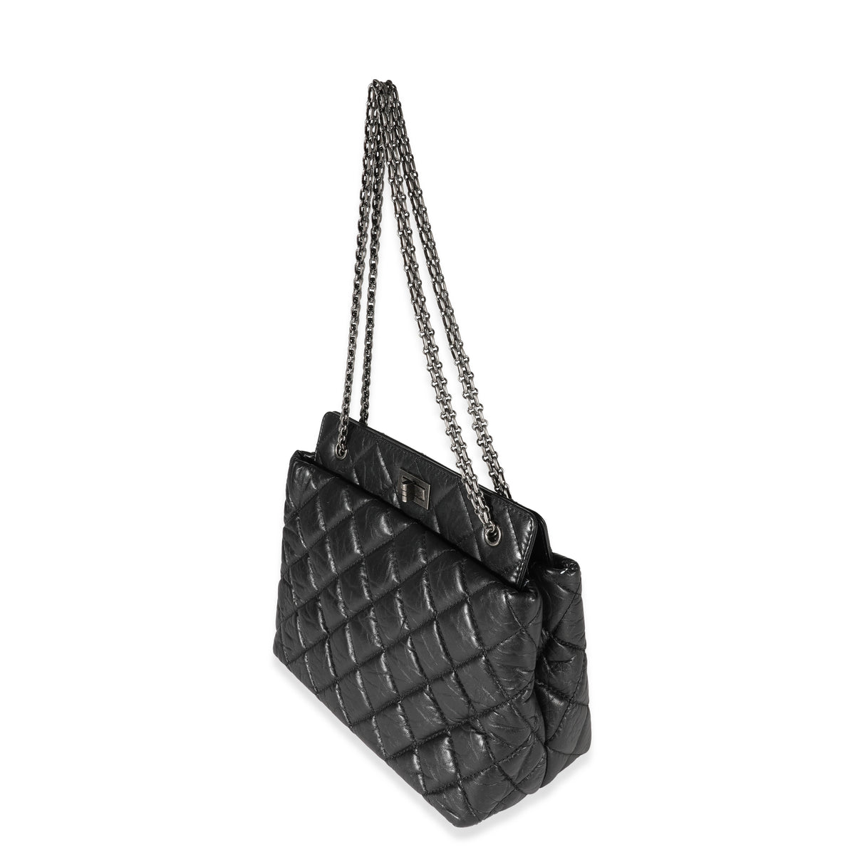 Black Quilted Aged Calfskin Reissue Shopping Tote