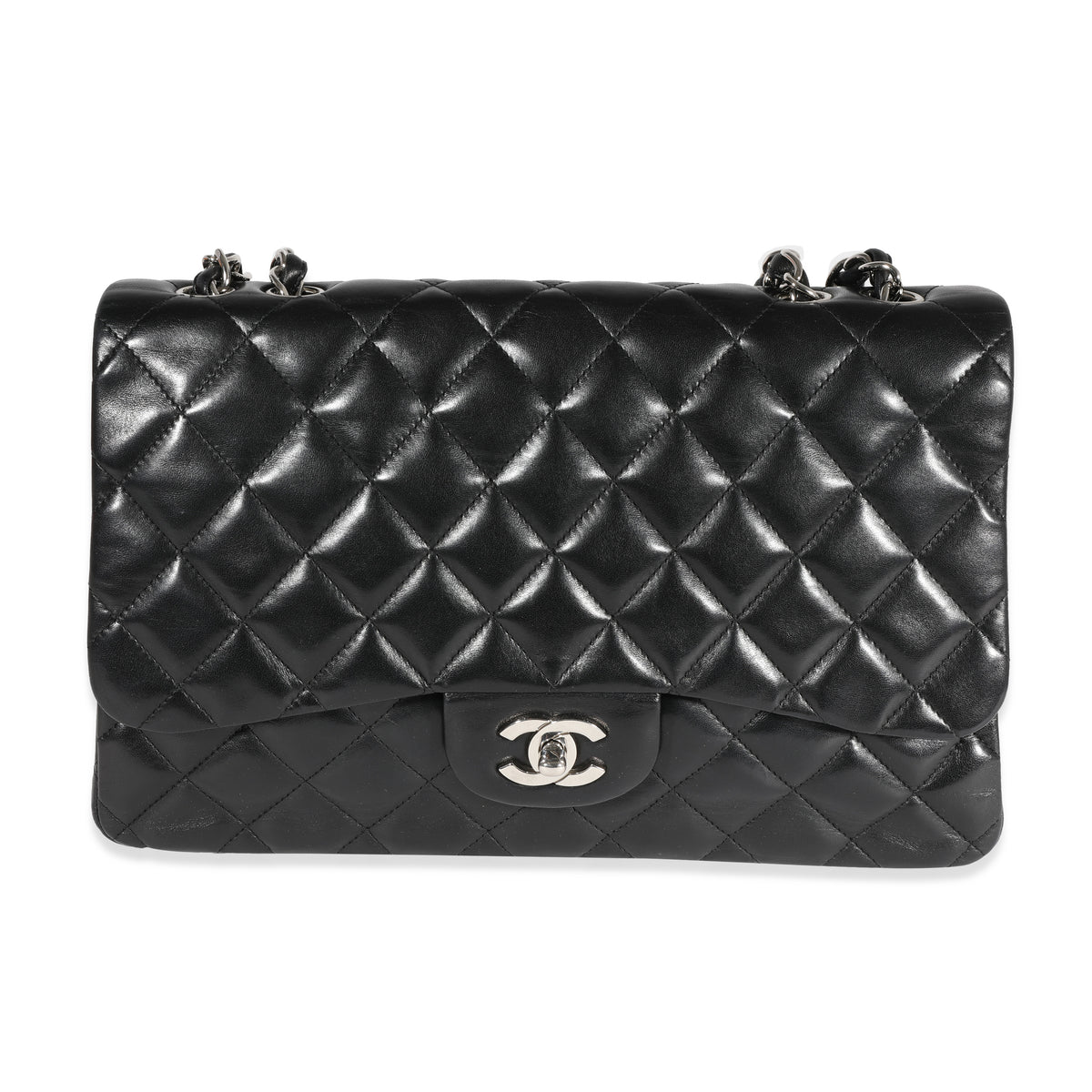 Black Quilted Lambskin Jumbo Classic Single Flap Bag